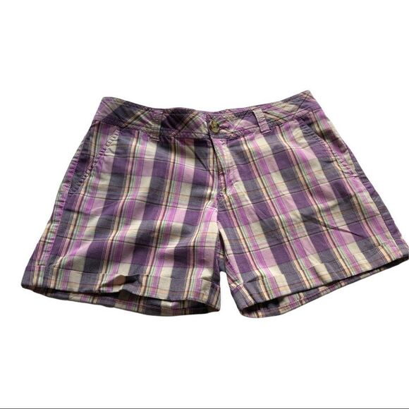 Tommy Hilfiger Women’s Lavender plaid shorts cuffed Size 4 - Picture 1 of 7